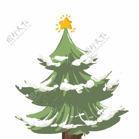 手绘可爱圣诞树原创元素