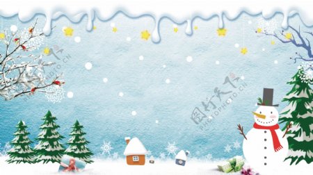 蓝色雪花圣诞背景素材