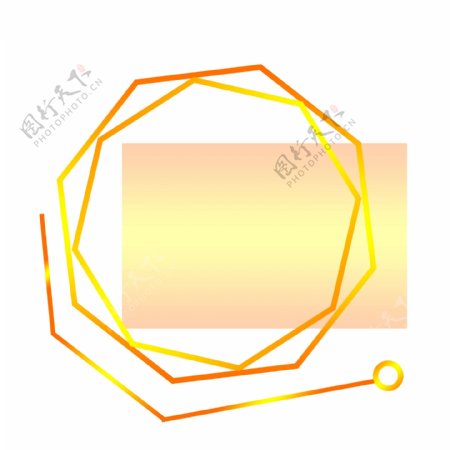橙黄色渐变纹理边框八边形科技感简约可商用