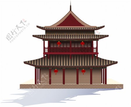 中国风古建楼阁原创元素