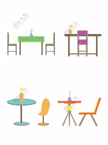 家具矢量PSD分层桌子椅子花瓶插花素材