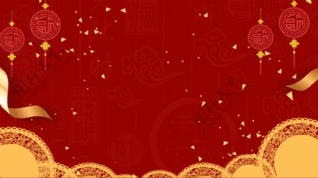 手绘红色中国结中国风新年春节背景
