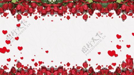 简约七夕情人节玫瑰花瓣广告背景