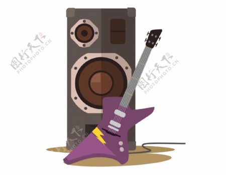 矢量紫色吉他元素
