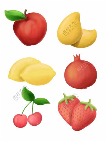 简约手绘水果清新健康食材可商用素材元素