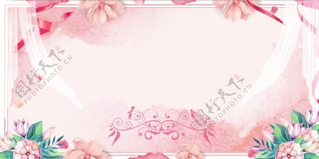 浪漫唯美粉色花卉背景设计