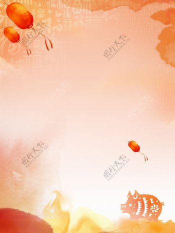 彩绘中国风猪年背景设计