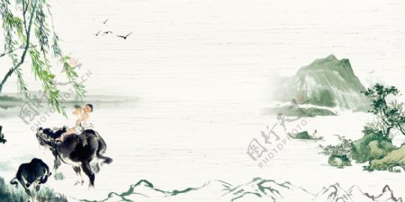 水墨中国风清明节背景图