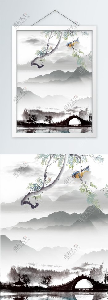 原创中国风水墨山水装饰画