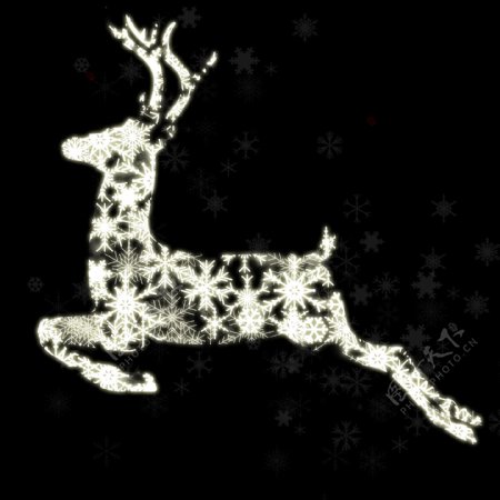 商用原创圣诞节白色雪花麋鹿手绘
