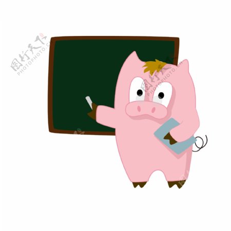 简约猪年卡通猪形象表情包可爱卡通风格上课