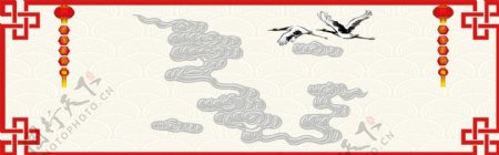 云纹新年年货节中国风banner背景