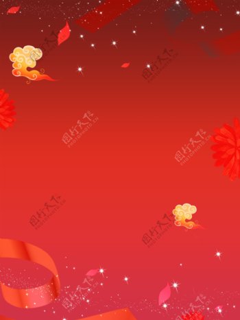唯美新年喜庆边框红色质感淡雅原创背景