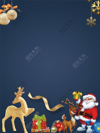 简约金麋鹿圣诞节狂欢背景