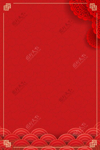 喜庆红色猪年春节背景设计