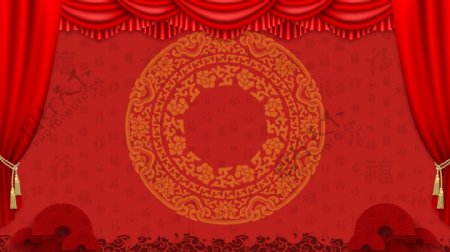 中国风红色元旦舞台背景设计