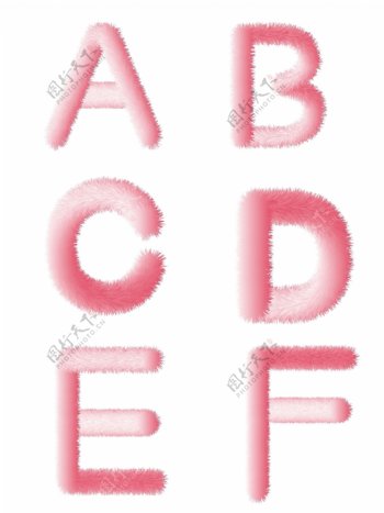 粉红色毛绒效果英文字母