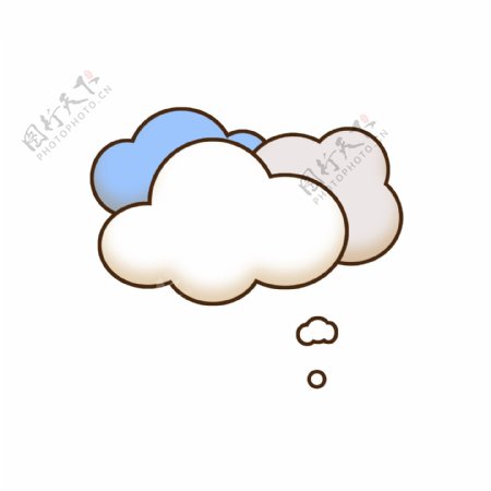 卡通可爱白云蓝色云层对话框气泡框边框元素