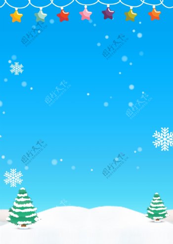 蓝色彩灯雪地圣诞节促销背景