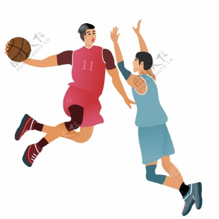 篮球运动员打球场景素材