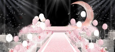 粉色分舞台婚礼效果图