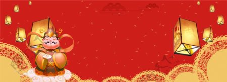 财神到喜庆传统节日猪年banner背景