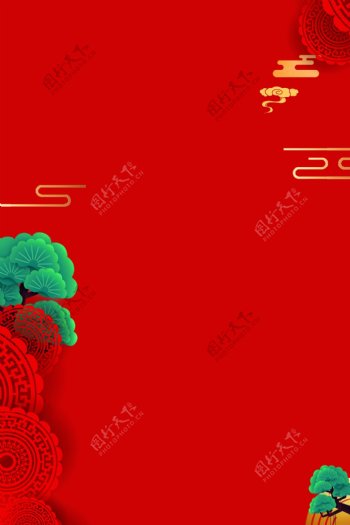 大红喜庆猪年背景设计