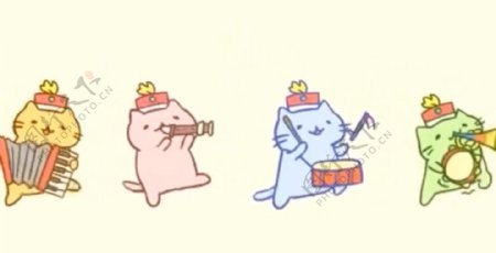 卡通搞笑的小猫乐队