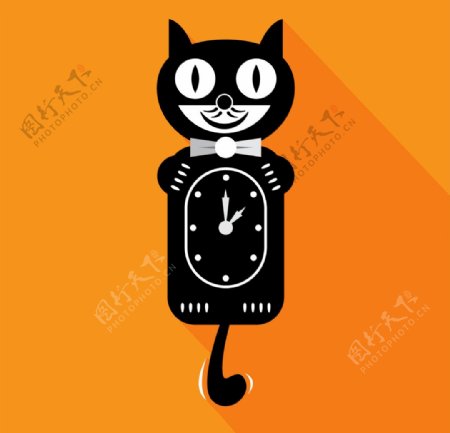黑猫时钟背景