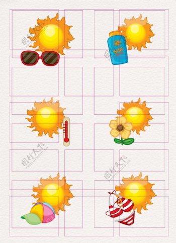 卡通黄色太阳天气图标设计