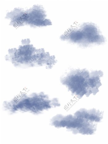 原创水墨蓝烟雾云可商用设计元素