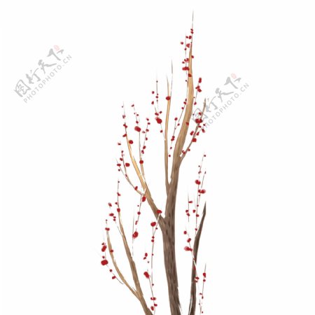 中国风手绘梅花树设计元素