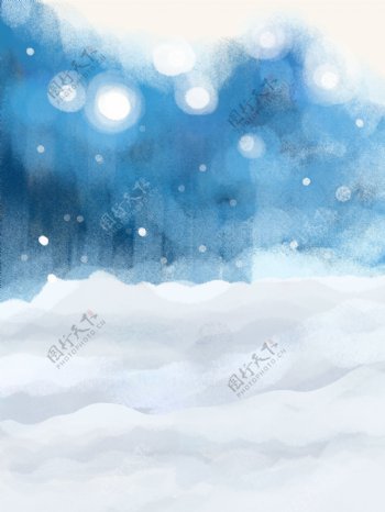 中国风彩绘冬雪小雪背景设计