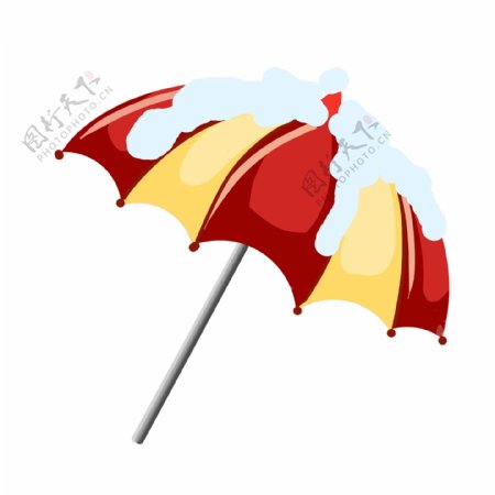 红黄色积雪雨伞插画