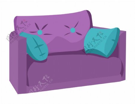 手绘紫色沙发插画
