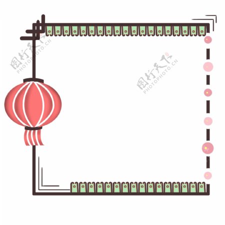 中国粉绿粉红古典传统灯笼新春PNG