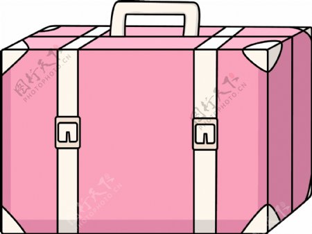 手绘粉色行李箱插画