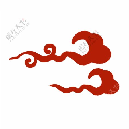 红色水墨中国风祥云纹样可商用元素