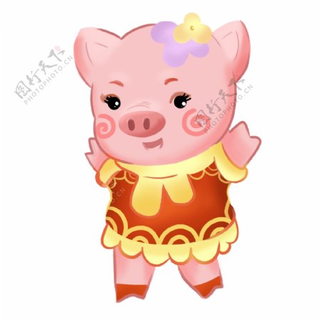 猪年元素宝宝插图可商用
