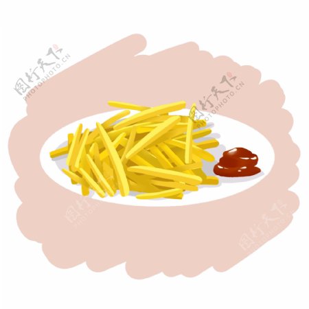 手绘原创动漫素材食物快餐食品油炸薯条土豆