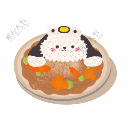 手绘卡通可爱食物之日式汤饭