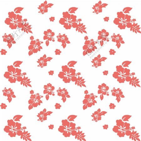 简约扶桑花珊瑚红花卉背景设计素材