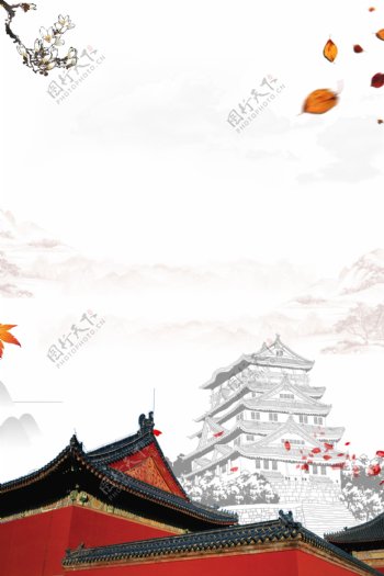 彩绘中国风旅游背景设计
