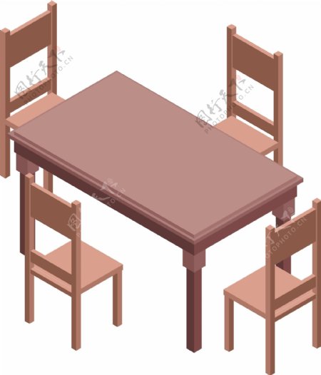 2.5D风格餐桌椅子元素
