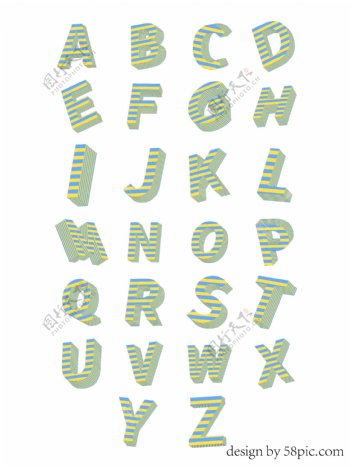 二十六英文字母波普风3D立体艺术字体套图