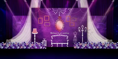 紫色唯美婚礼效果