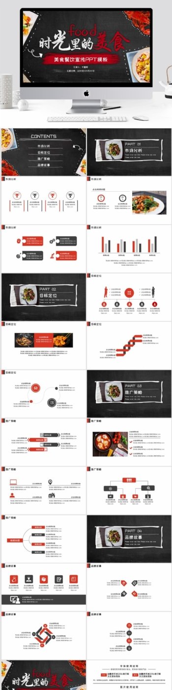 黑红美食餐饮宣传PPT模板