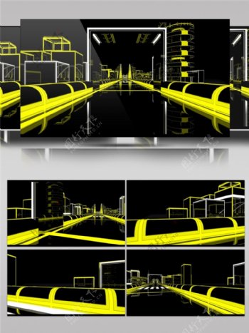 黄色太空隧道视频素材