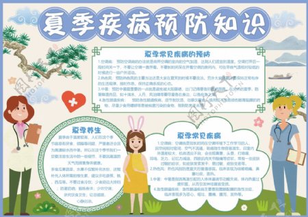 中国风夏季疾病预防知识小报