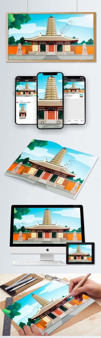 中国风历史建筑法门寺